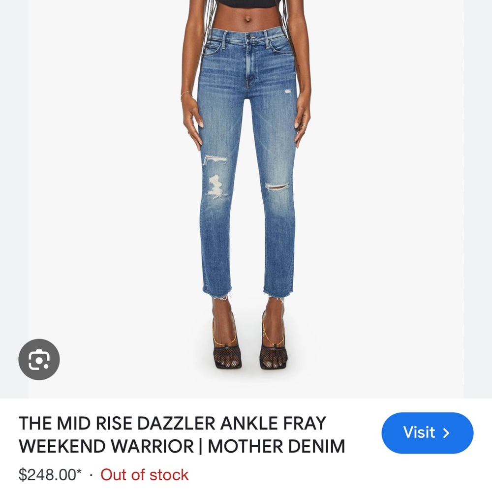 Blue Mid Rise Dazzler Ankle Fray Jeans